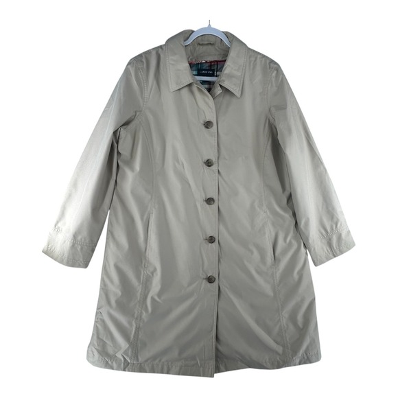 Lands End Beige Quilted Removable Lined Rain Trench Coat Womens X-Large 18/20 - Picture 2 of 14